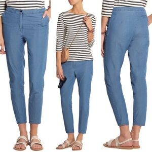Chinti & Parker Blue Chambray High Rise Cotton Tapered Ankle Pants XS